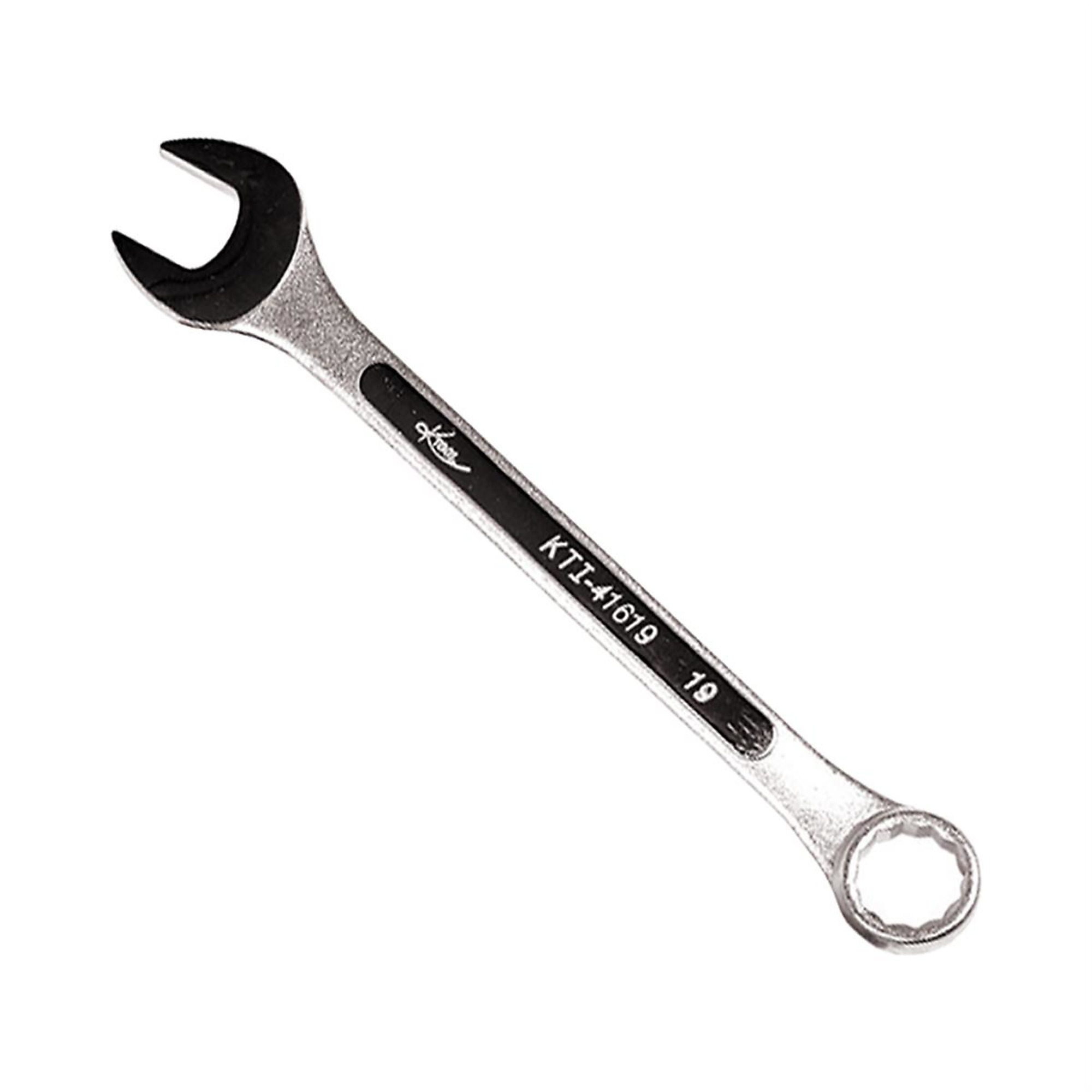 K-Tool International Combination Wrench — 19mm, 12-Point, 15-Degree Offset, Chrome Plated, Model# KTI41619